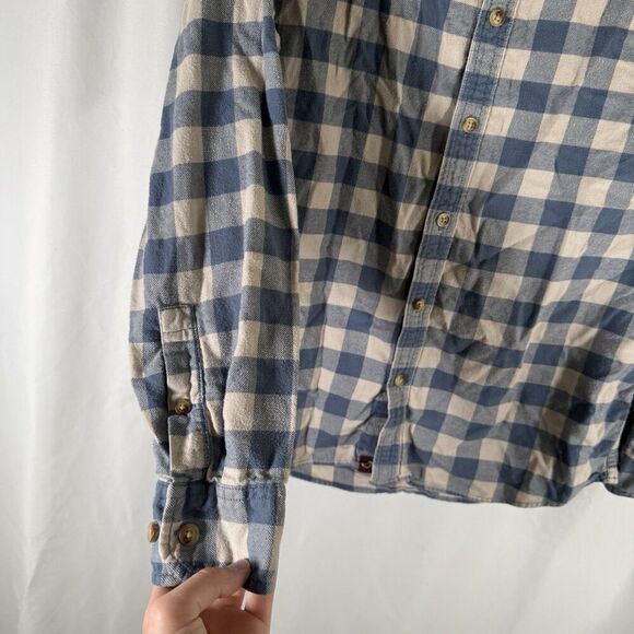 Alesbury Flannel Shirt Mens Medium Blue White Plaid Button Up Long Sleeve Cotton - Picture 4 of 11
